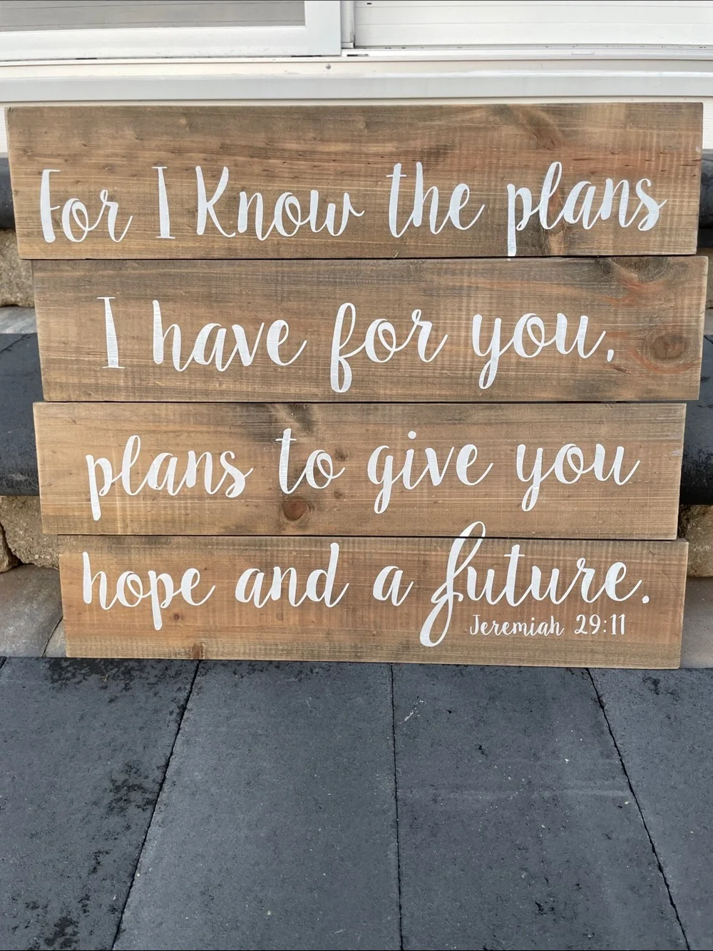 NEW Rustic White Script Wood Wall Sign - Jeremiah 29:11 - 19”x16”
